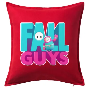 FALL GUYS, Μαξιλάρι καναπέ Κόκκινο 100% βαμβάκι, περιέχεται το γέμισμα (50x50cm)
