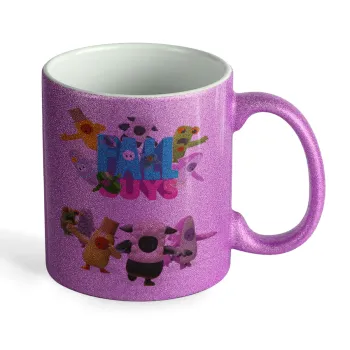 FALL GUYS, Κούπα Μωβ Glitter που γυαλίζει, κεραμική, 330ml