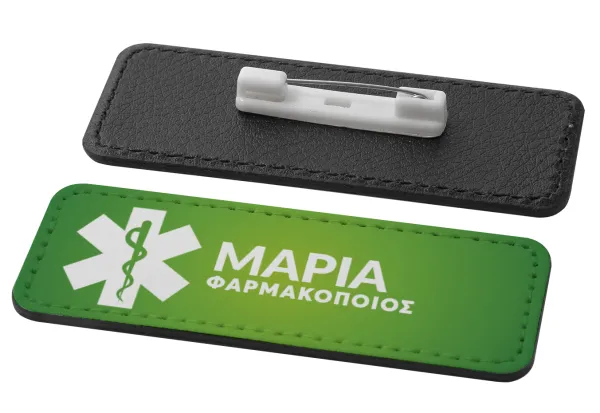 Φαρμακείο πράσινο με κηρύκειο — Name Tags/Badge Leather καρφίτσα πέτου (82x31mm)