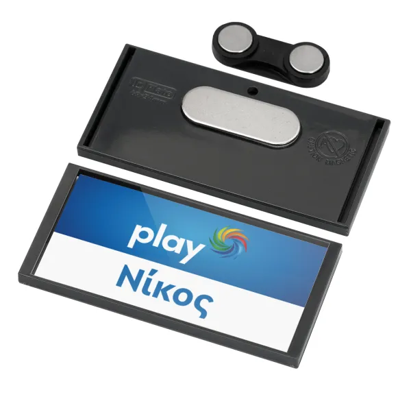 Play opap πρακτορείο — Name Tags/Badge Anthracite με μαγνήτη ασφαλείας (75x36mm)