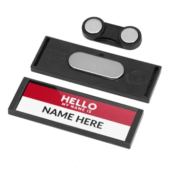 Your name here simple RED, Name Tags/Badge Anthracite με μαγνήτη ασφαλείας