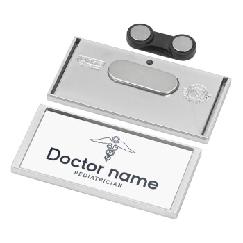 Doctor, Name Tags/Badge Silver με μαγνήτη ασφαλείας (75x36mm)