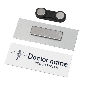 Doctor, Name Tags/Badge Metal με μαγνήτη ασφαλείας (65x25mm)