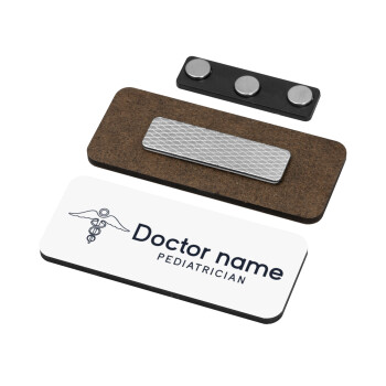 Doctor, Name Tags/Badge Ξύλινο με μαγνήτη ασφαλείας (75x30mm)