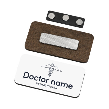 Doctor, Name Tags/Badge Ξύλινο με μαγνήτη ασφαλείας (75x40mm)