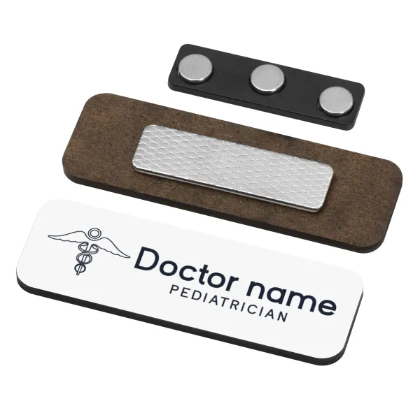 Doctor — Name Tags/Badge Ξύλινο με μαγνήτη ασφαλείας (75x25mm)