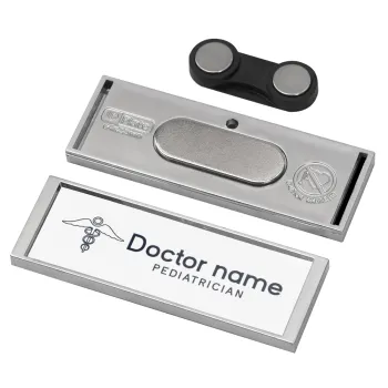 Doctor, Name Tags/Badge Silver με μαγνήτη ασφαλείας