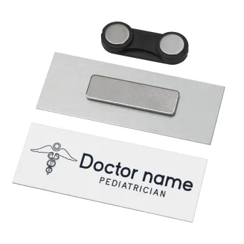 Doctor, Name Tags/Badge Metal με μαγνήτη ασφαλείας (65x25mm)