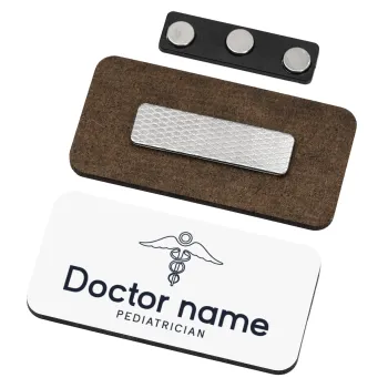 Doctor, Name Tags/Badge Ξύλινο με μαγνήτη ασφαλείας (75x40mm)