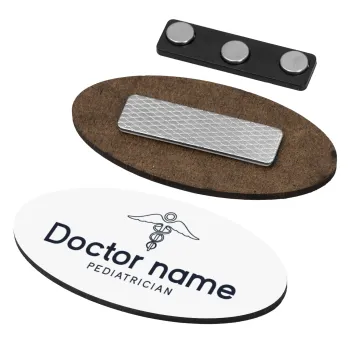 Doctor, Name Tags/Badge Ξύλινο οβάλ με μαγνήτη ασφαλείας (75x40mm)