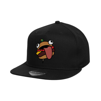 Fortnite Durr Burger, Children's Flat Snapback Hat, Black (100% COTTON, CHILD, UNISEX, ONE SIZE)