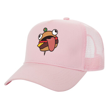 Fortnite Durr Burger, Structured Trucker Children's Hat, with Mesh, PINK (100% COTTON, CHILDREN'S, UNISEX, ONE SIZE)