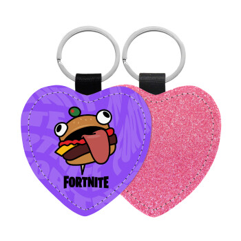 Fortnite Durr Burger, Μπρελόκ PU δερμάτινο glitter καρδιά ΡΟΖ
