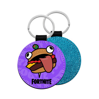 Fortnite Durr Burger, Μπρελόκ Δερματίνη, στρογγυλό ΜΠΛΕ (5cm)