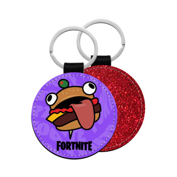 Fortnite Durr Burger, Μπρελόκ Δερματίνη, στρογγυλό ΚΟΚΚΙΝΟ (5cm)