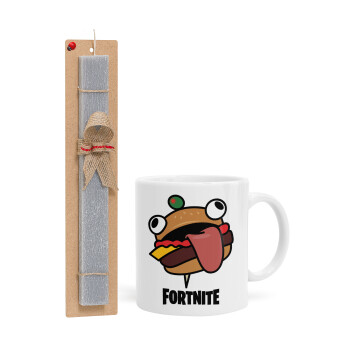 Fortnite Durr Burger, Πασχαλινή Λαμπάδα με Κούπα κεραμική (330ml) & κερί αρωματικό πλακέ (30cm) (ΓΚΡΙ)