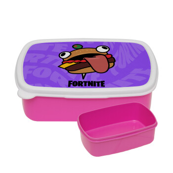 Fortnite Durr Burger, ΡΟΖ παιδικό δοχείο φαγητού (lunchbox) πλαστικό (BPA-FREE) Lunch Βox M18 x Π13 x Υ6cm