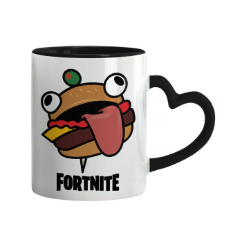 Fortnite Durr Burger, Mug heart black handle, ceramic, 330ml
