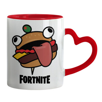 Fortnite Durr Burger, Mug heart red handle, ceramic, 330ml