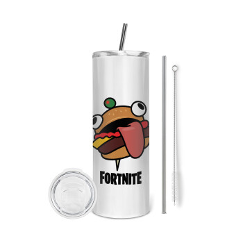Fortnite Durr Burger, Eco friendly stainless steel tumbler 600ml, with metal straw & cleaning brush