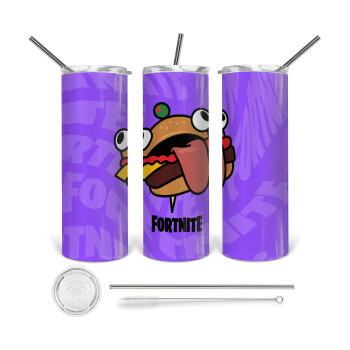Fortnite Durr Burger, 360 Eco friendly stainless steel tumbler 600ml, with metal straw & cleaning brush