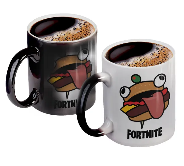 Fortnite Durr Burger — Color changing magic Mug, ceramic, 330ml when adding hot liquid inside, the black colour desappears (1 pcs)