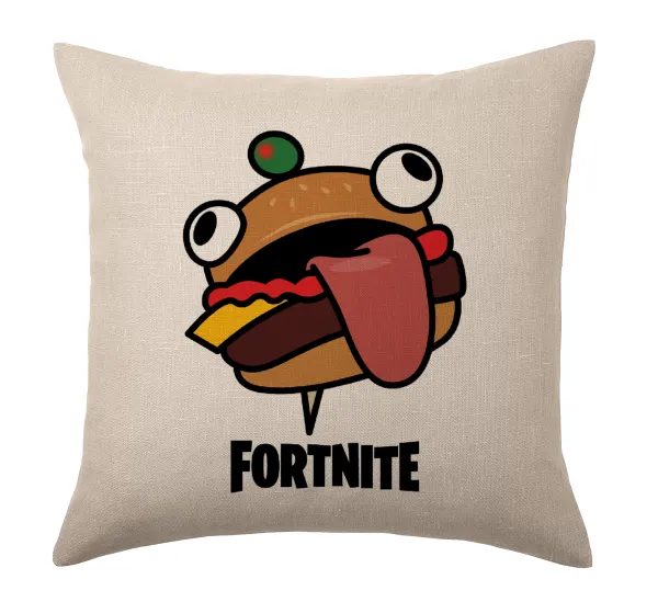 Fortnite Durr Burger — Linen sofa cushion, 40x40cm, filling included