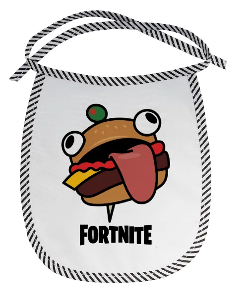 Fortnite Durr Burger — Stain-resistant baby bib with tie, black