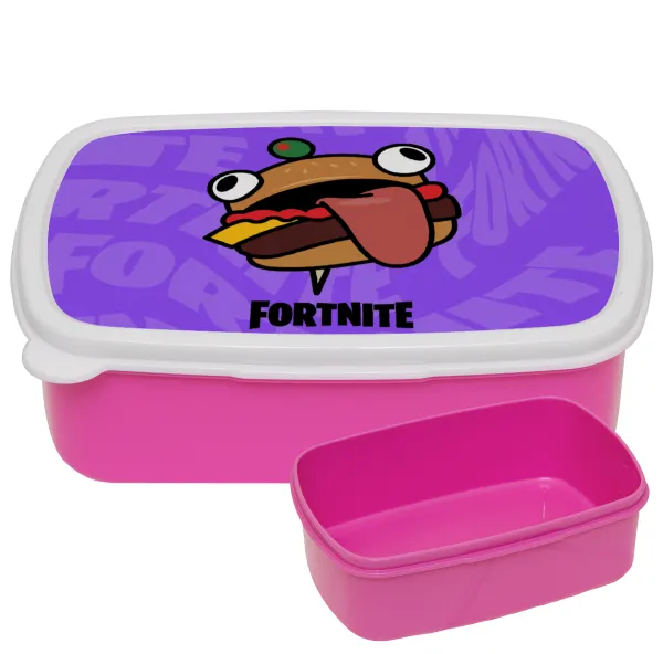 Fortnite Durr Burger — PINK kids' plastic lunch box (BPA-free), L18 x W13 x H6cm