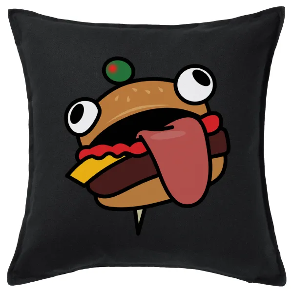 Fortnite Durr Burger — Μαξιλάρι καναπέ Μαύρο 100% βαμβάκι, περιέχεται το γέμισμα (50x50cm)