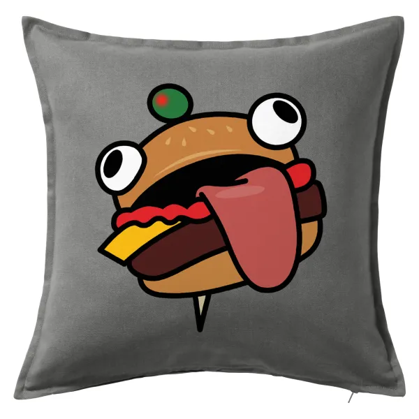 Fortnite Durr Burger — Μαξιλάρι καναπέ Γκρι 100% βαμβάκι, περιέχεται το γέμισμα (50x50cm)
