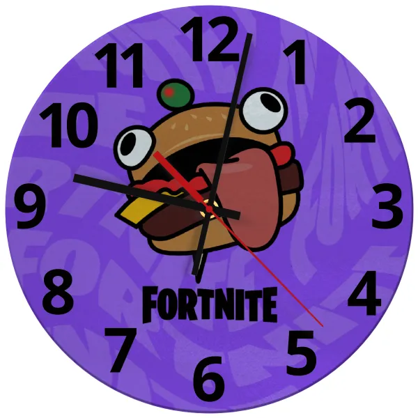 Fortnite Durr Burger — Glass wall clock (30cm)
