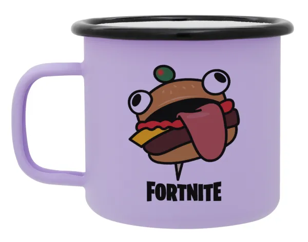 Fortnite Durr Burger — Metal enamel mug, matte light pastel purple, 360ml