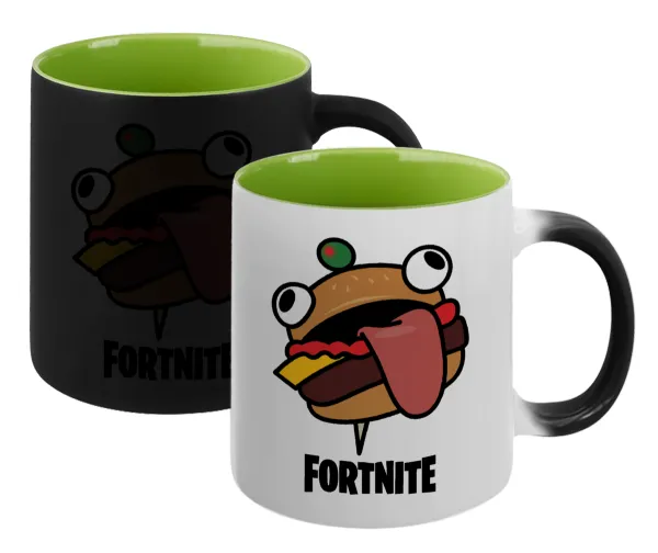 Fortnite Durr Burger — Magic mug with green interior, ceramic, 330ml, changes colour with hot drinks