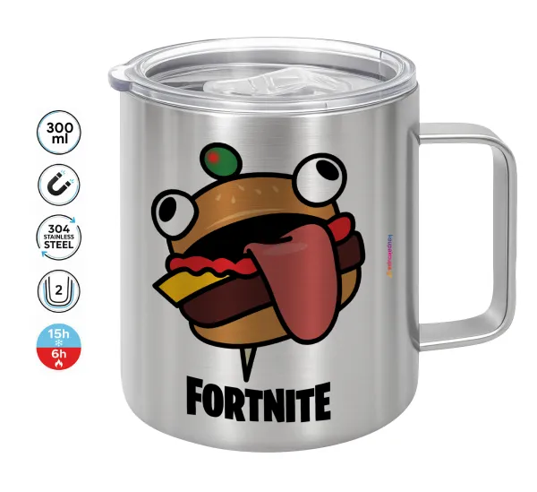 Fortnite Durr Burger — Double-walled stainless steel mug 300ml with temperature-retaining lid