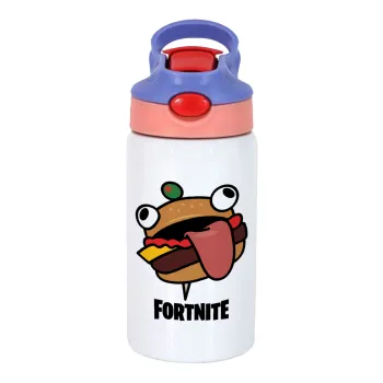 Fortnite Durr Burger, Παιδικό παγούρι θερμό, ανοξείδωτο, με καλαμάκι ασφαλείας, ροζ/μωβ (350ml)
