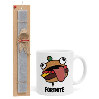 Fortnite Durr Burger, Easter Set, Ceramic Cup (330ml) & Easter aromatic flat candle (30cm) (GRAY)
