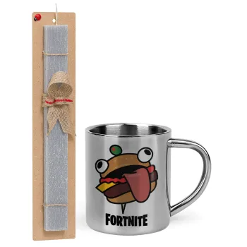 Fortnite Durr Burger, Easter Set, metallic thermal cup (300ml) & Easter aromatic flat candle (30cm) (GRAY)
