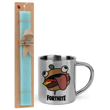 Fortnite Durr Burger, Easter Set, metallic thermal cup (300ml) & aromatic flat Easter candle (30cm) (TURQUOISE)