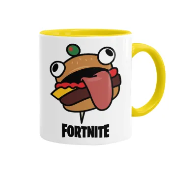 Fortnite Durr Burger, Κούπα χρωματιστή κίτρινη, κεραμική, 330ml