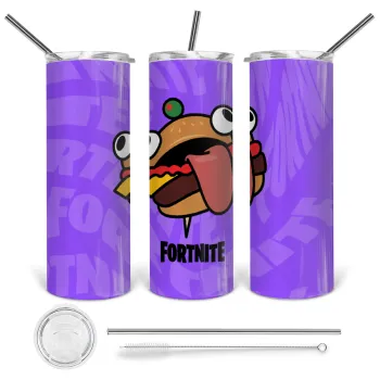 Fortnite Durr Burger, Tumbler stainless steel 600ml, with metal straw & cleaning brush