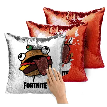Fortnite Durr Burger, Μαξιλάρι καναπέ Μαγικό Κόκκινο με πούλιες 40x40cm περιέχεται το γέμισμα
