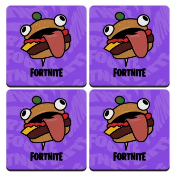 Fortnite Durr Burger, ΣΕΤ 4 Σουβέρ ξύλινα τετράγωνα (9cm)