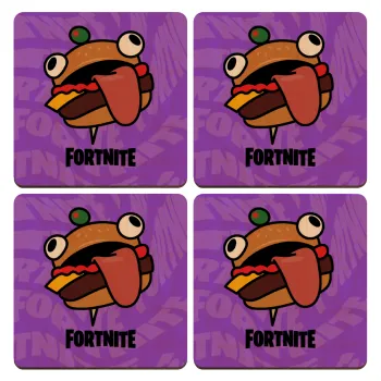 Fortnite Durr Burger, ΣΕΤ x4 Σουβέρ ξύλινα τετράγωνα plywood (9cm)