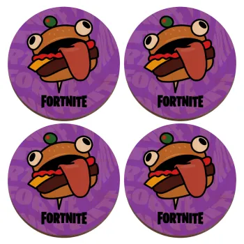 Fortnite Durr Burger, ΣΕΤ x4 Σουβέρ ξύλινα στρογγυλά plywood (9cm)