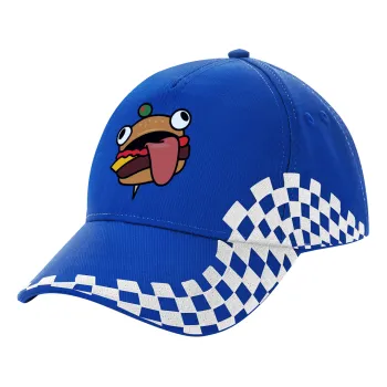 Fortnite Durr Burger, Adult Ultimate BLUE RACING Cap, (100% COTTON DRILL, ADULT, UNISEX, ONE SIZE)