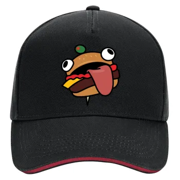 Fortnite Durr Burger, DRILL Adult Ultimate Hat BLACK/RED, (100% COTTON, ADULT, UNISEX, ONE SIZE)