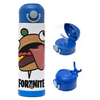 Fortnite Durr Burger, Παιδικό παγούρι θερμό, ανοξείδωτο, με καλαμάκι ασφαλείας, ΜΠΛΕ (500ml)