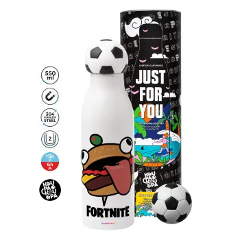 Fortnite Durr Burger, Μπάλα ποδοσφαίρου μεταλλικό παγούρι θερμός, διπλού τοιχώματος, 550ml