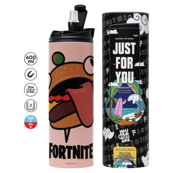 Fortnite Durr Burger, Tumbler stainless steel PINK 600ml